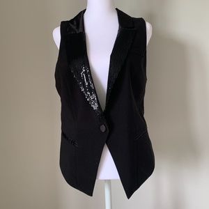 WET SEAL Sequin Tuxedo Vest